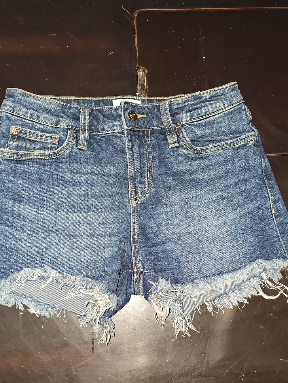 Hudson Jeans Distressed Blue Denim Cutoff Shorts